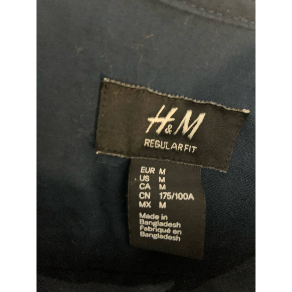 Men's H&M Easy Iron Short Sleeve Button-Down Shirt Navy Blue/Anchors Size M - Picture 7 of 8
